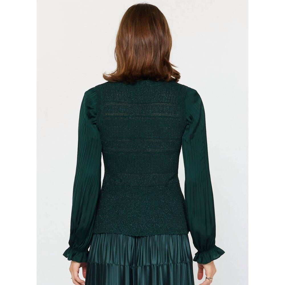 NEW CURRENT AIR glenda glitter flared sweater in green - Picture 3 of 4